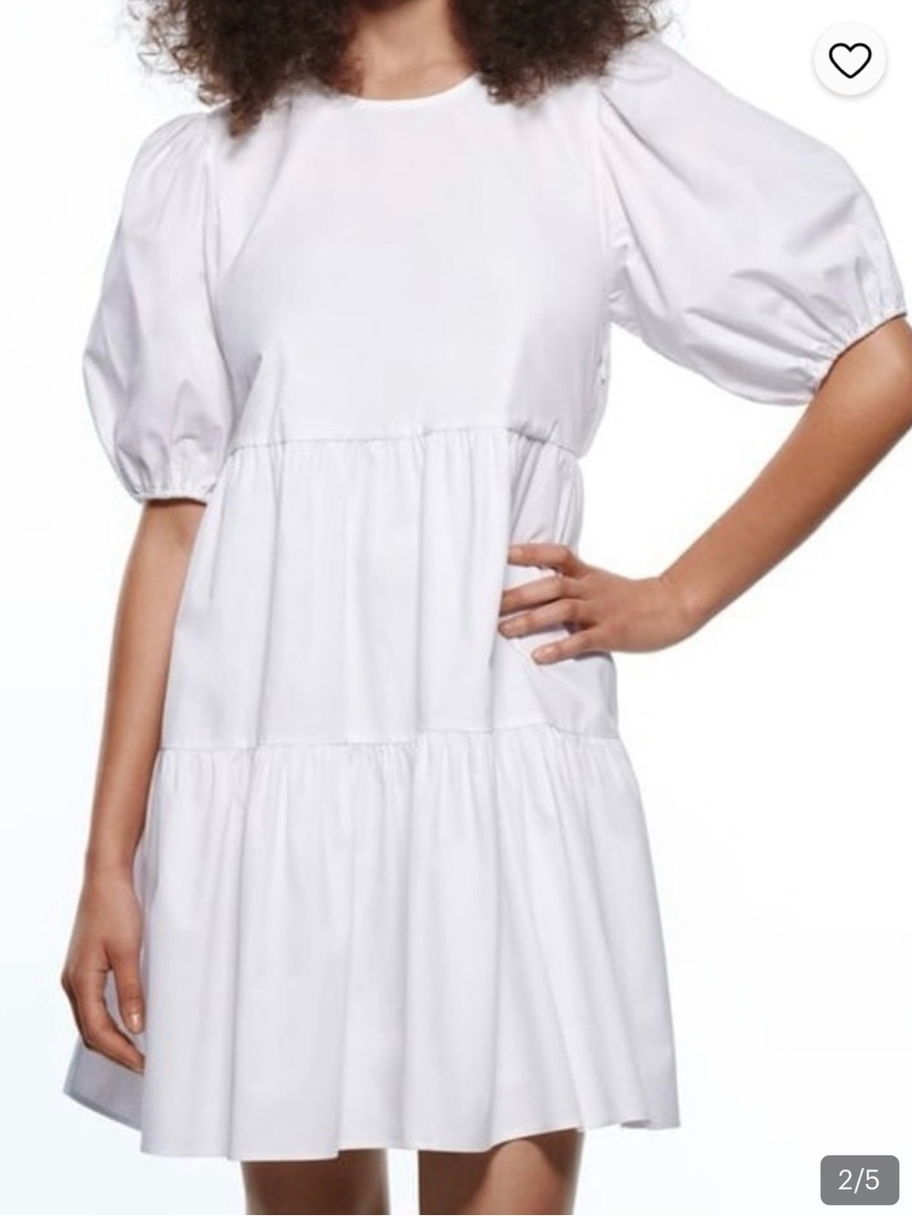 Zara Women’s Puff Sleeve Tiered Dress - White